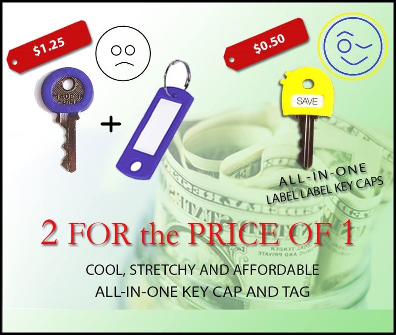 LABEL-LABEL-KEY-CAPS Label-Label Color-Coded Key Cap Covers + Free Key-Chain & Writable ID Tags â€“ Stretchy Rubbery Fit for Most Keys (8 Pack Multicolor) - Image 4